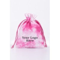 Pack of 25pcs Pink Tye Dye Personalized Jewelry Pouch, Gift Packaging Bags