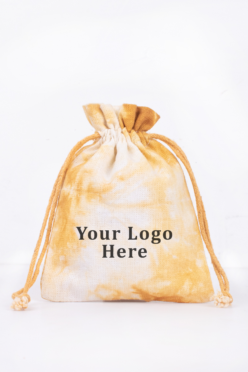 Pack of 25pcs Yellow Tye-Dye Jewelry Potli, Personalized Jewelry Pouch Gift Packaging Bags